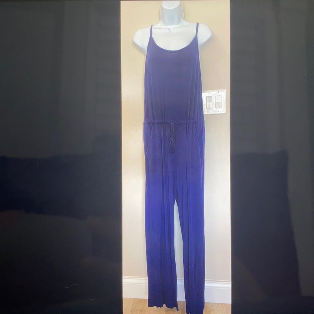 Size Med, Navy Blue Tie Waist Jumpsuit
